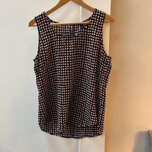 Ann Taylor navy and pink Polka Dot Sleeveless Top women’s size MP
